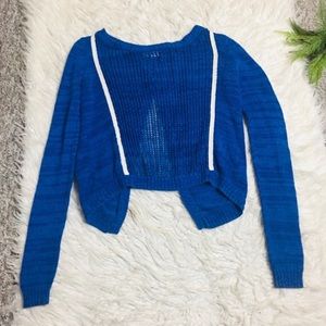 Anthropologie shrinking violet open back knit sweater Blue Round Neck size small